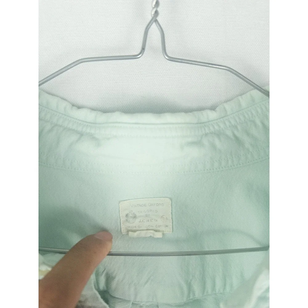 J.Crew Vintage Oxford Tailored Button Down Shirt Mens L Mint Green Preppy Coasta